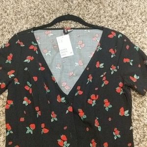 H&M strawberry print midi dress